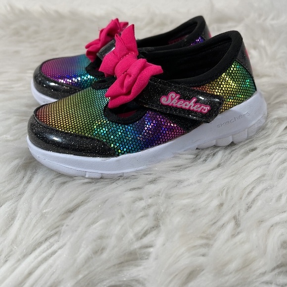 SKECHERS Bitty Bow Memory Foam Child Go Walk Joy-Bitty Glam Colorful Sneaker 5 - Picture 6 of 12